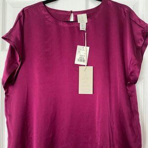 BNWT Joie Magenta Purple Silk Blouse L